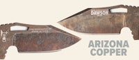 two knives with the words arizona copper on them